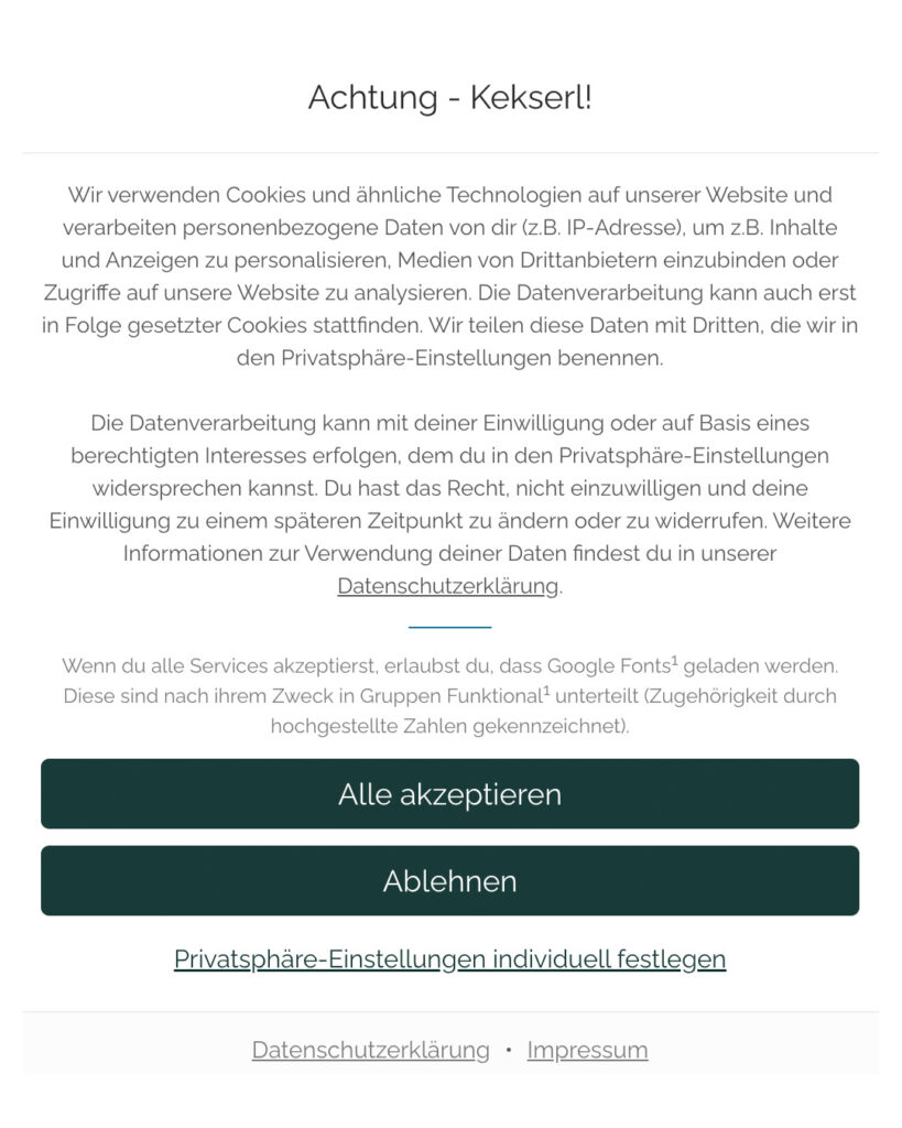 Cookie Banner für Websites